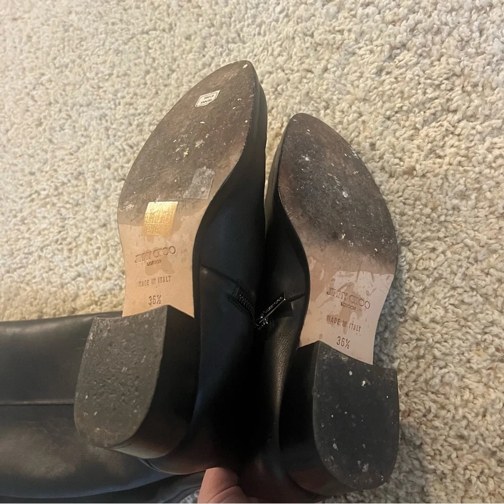 Jimmy Choo black leather riding boots